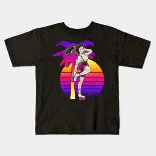 Neon Sunset Skater 2 Kids T-Shirt